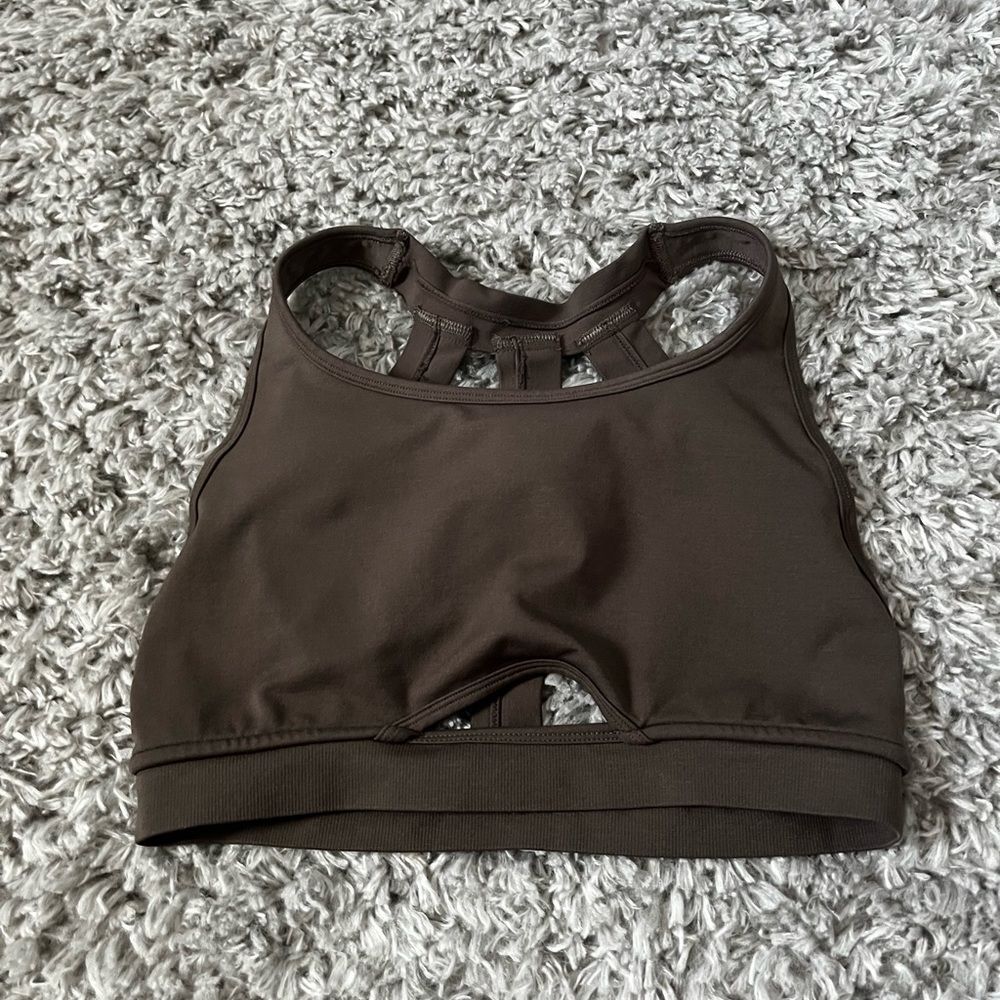 alphalete cross back black sport bra size medium